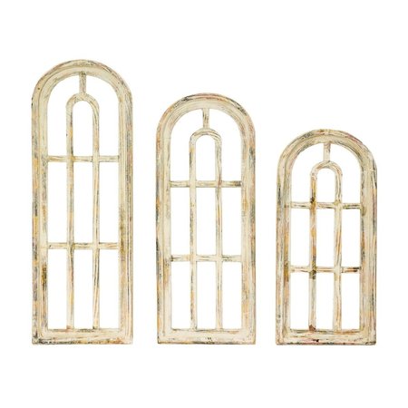 RUSTIC ARROW Round Wooden Window Set of Three Wall Decor 12453